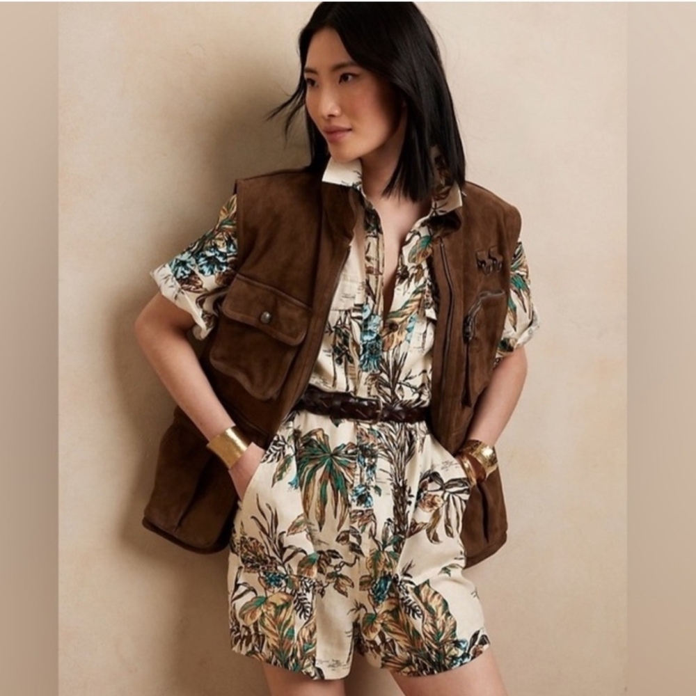 NWOT BANANA REPUBLIC Linen Utilty Printed Romper